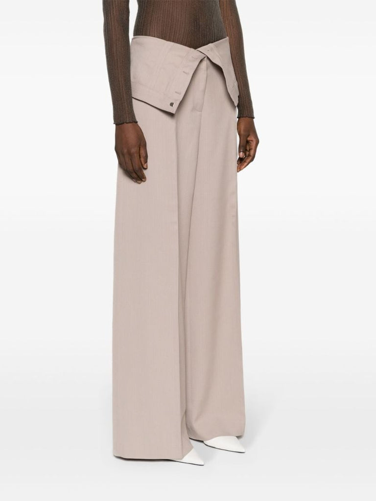 Neutral Folded-waist Tailored Trousers