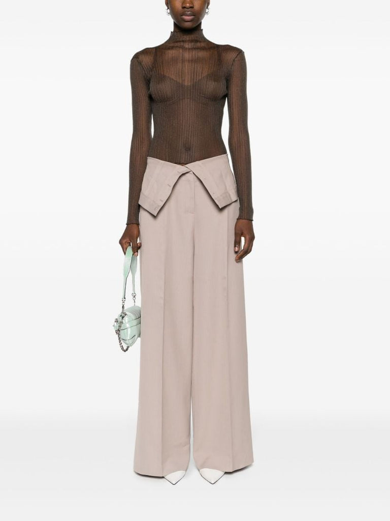 Neutral Folded-waist Tailored Trousers