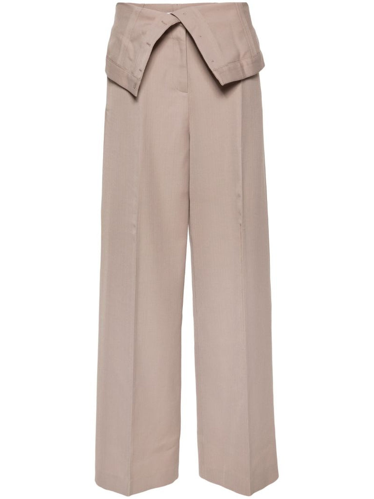 Neutral Folded-waist Tailored Trousers