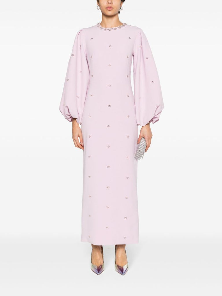 Purple Joelle Crystal-embellished Midi Dress