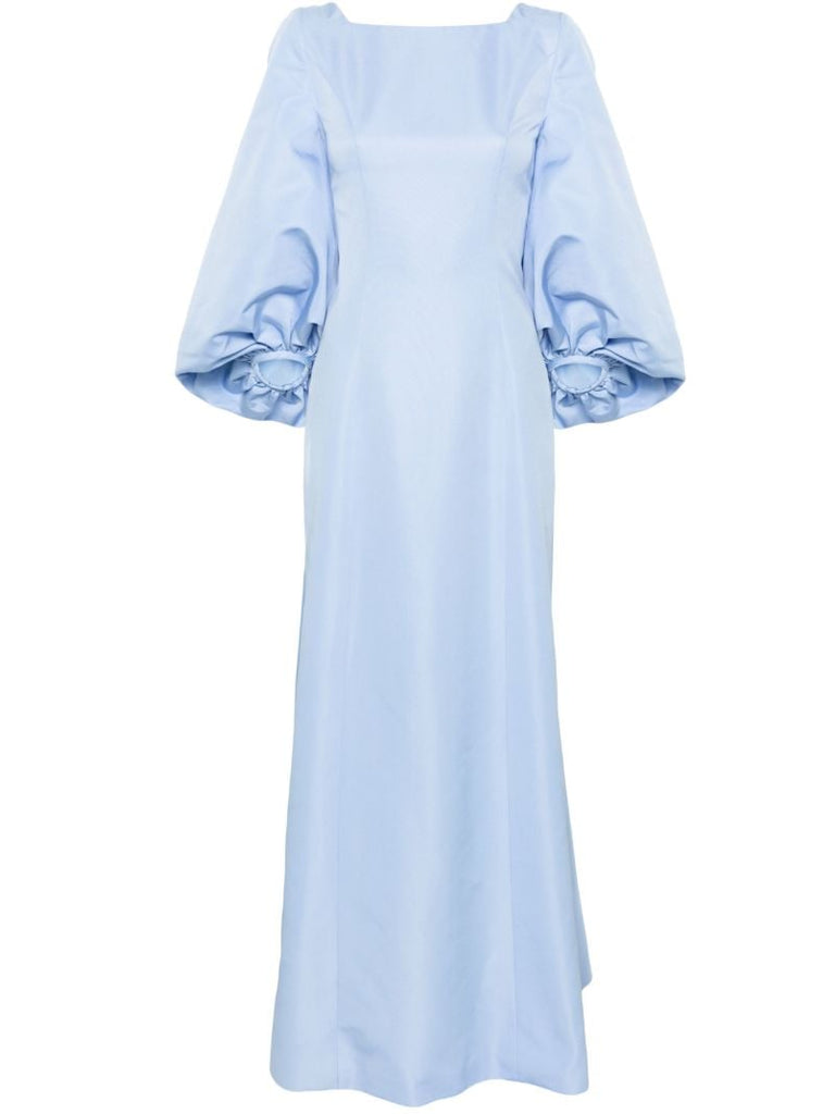 Blue Bishop-sleeve Faille Gown