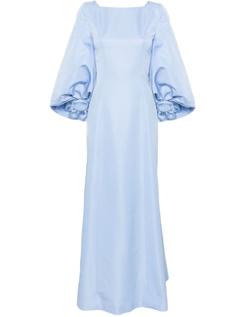 Blue Bishop-sleeve Faille Gown