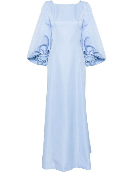 Blue Bishop-sleeve Faille Gown