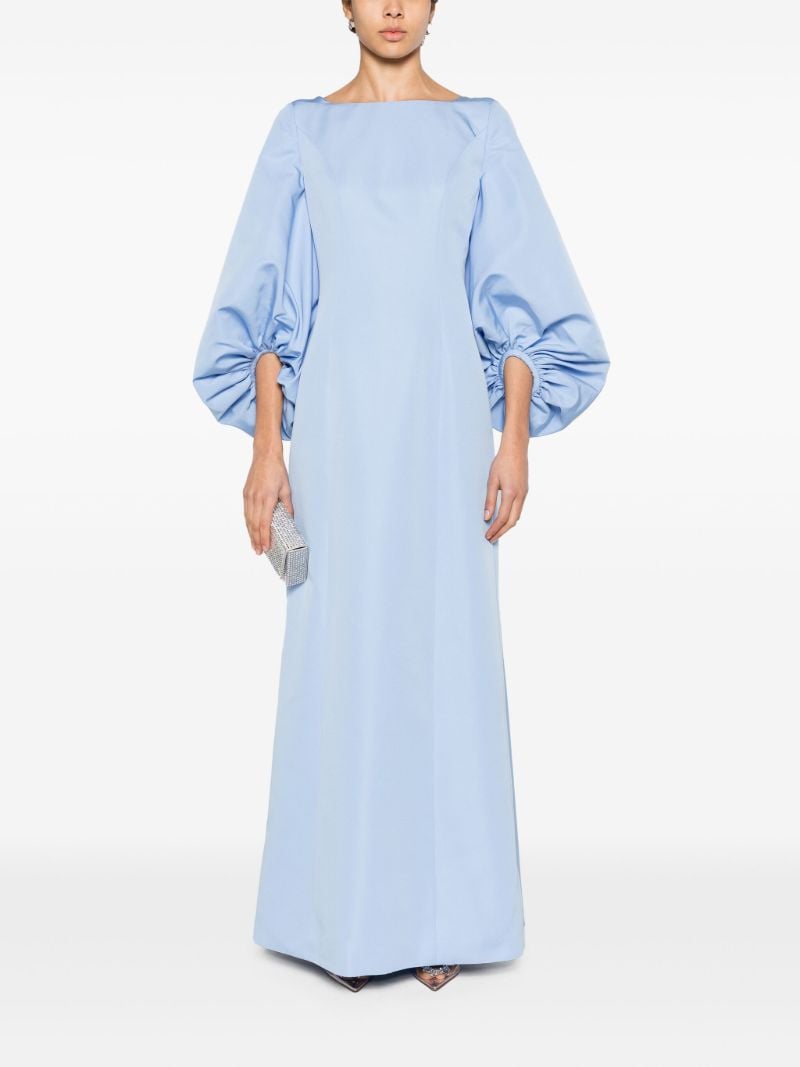 Blue Bishop-sleeve Faille Gown