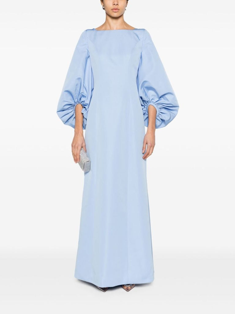 Blue Bishop-sleeve Faille Gown