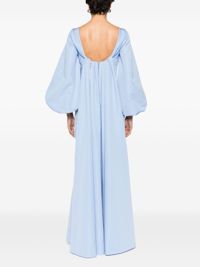 Blue Bishop-sleeve Faille Gown
