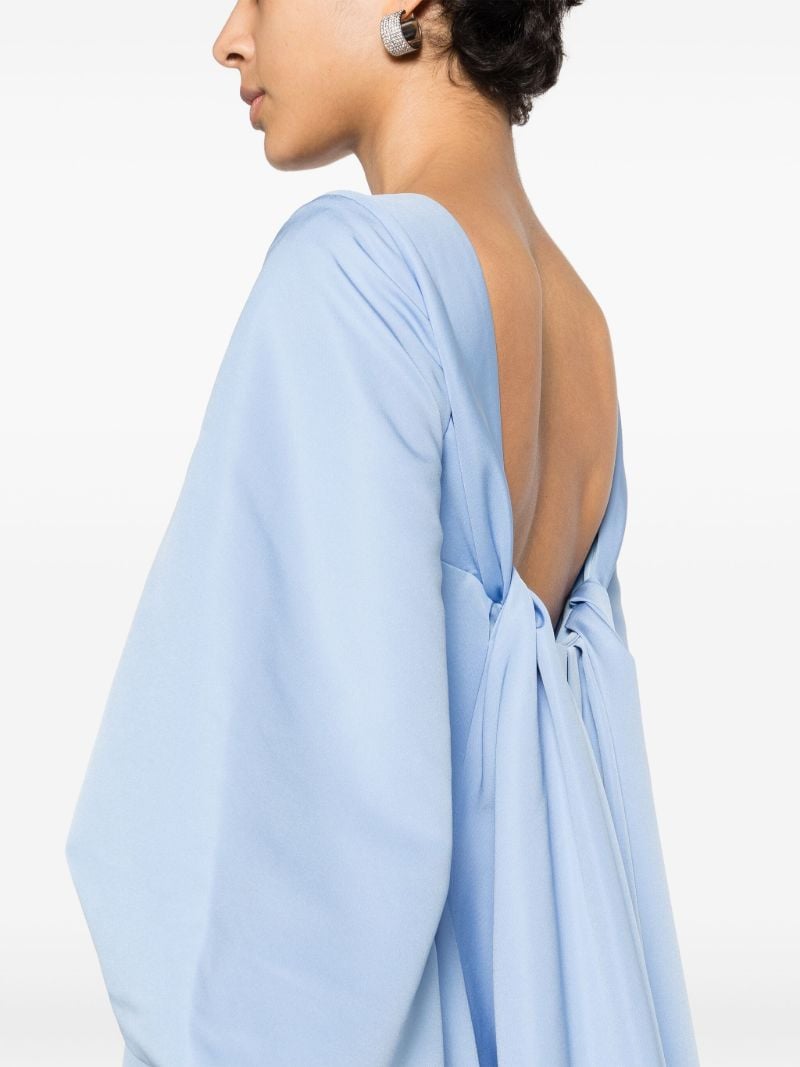 Blue Bishop-sleeve Faille Gown