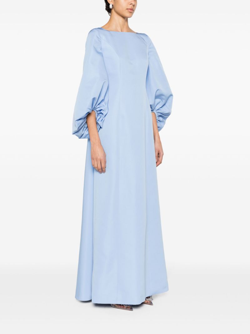 Blue Bishop-sleeve Faille Gown
