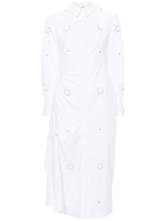 White Tatiana Crystal-embellished Shirt Dress