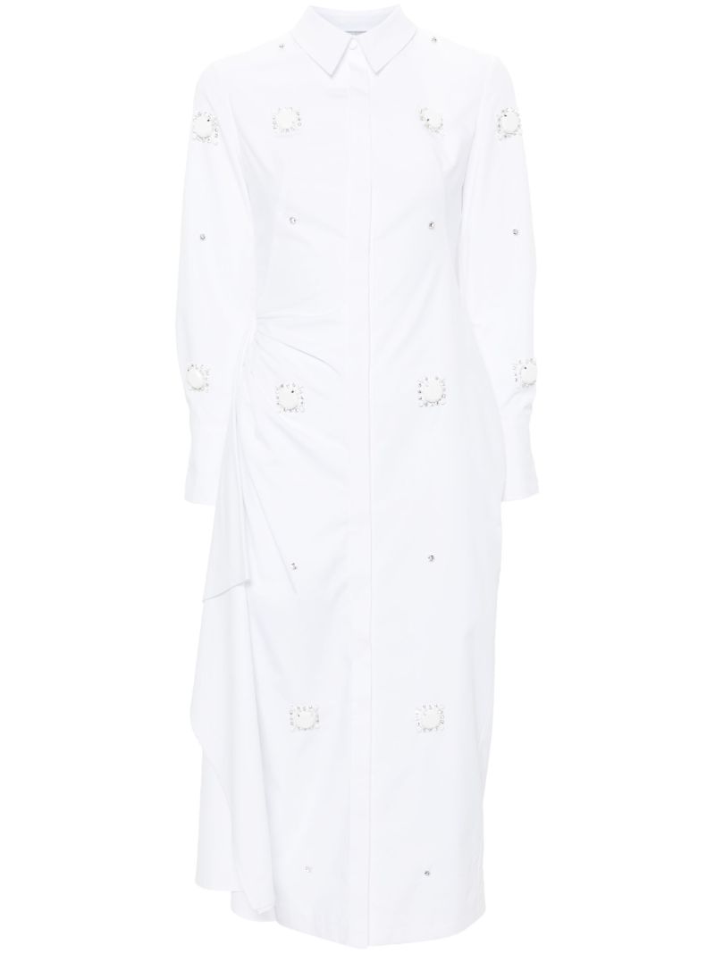 White Tatiana Crystal-embellished Shirt Dress