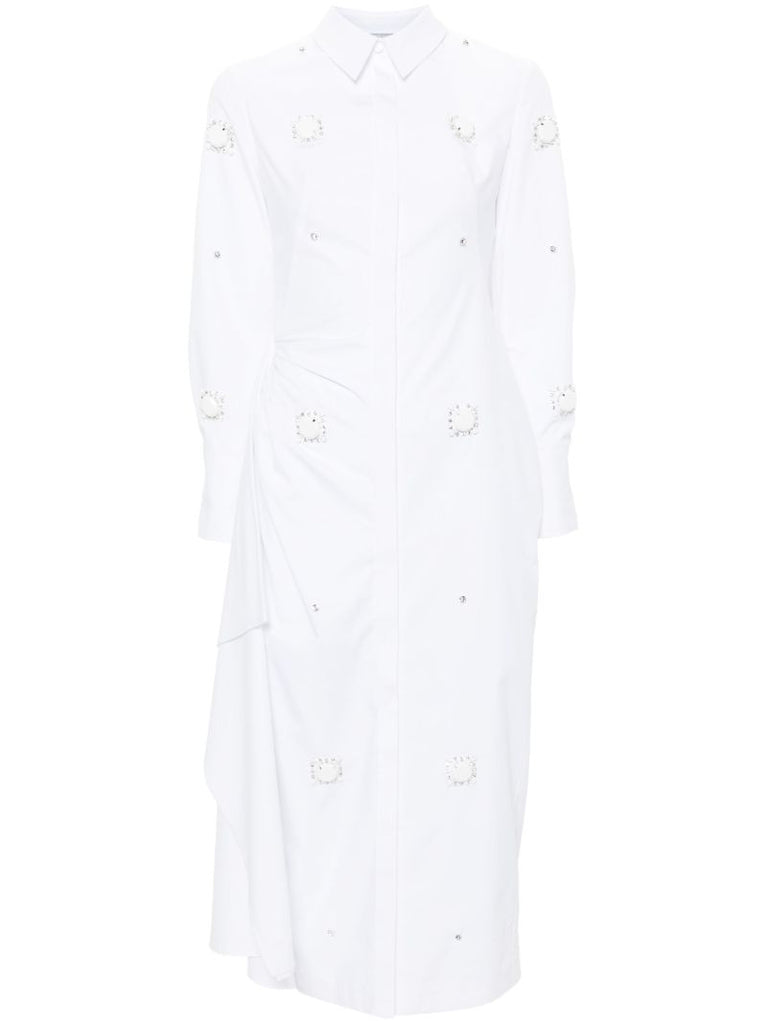 White Tatiana Crystal-embellished Shirt Dress