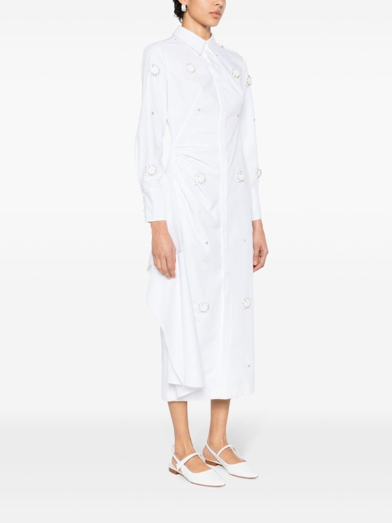 White Tatiana Crystal-embellished Shirt Dress