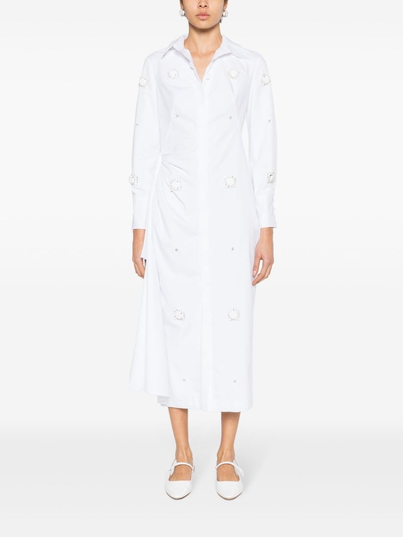 White Tatiana Crystal-embellished Shirt Dress