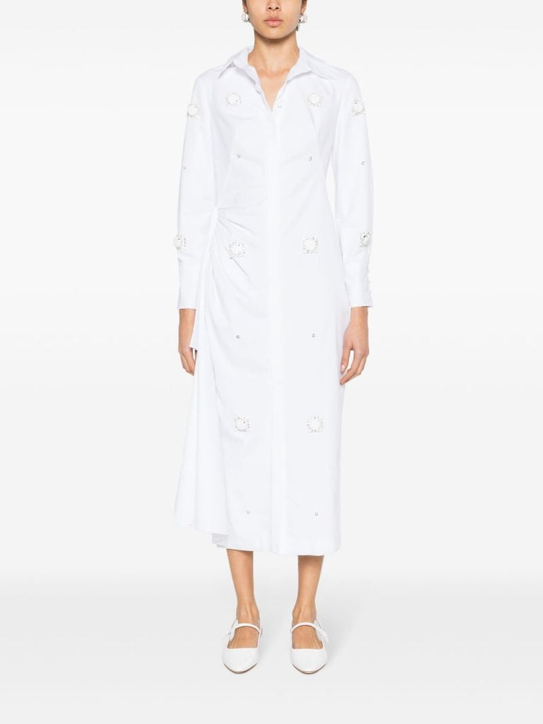 White Tatiana Crystal-embellished Shirt Dress