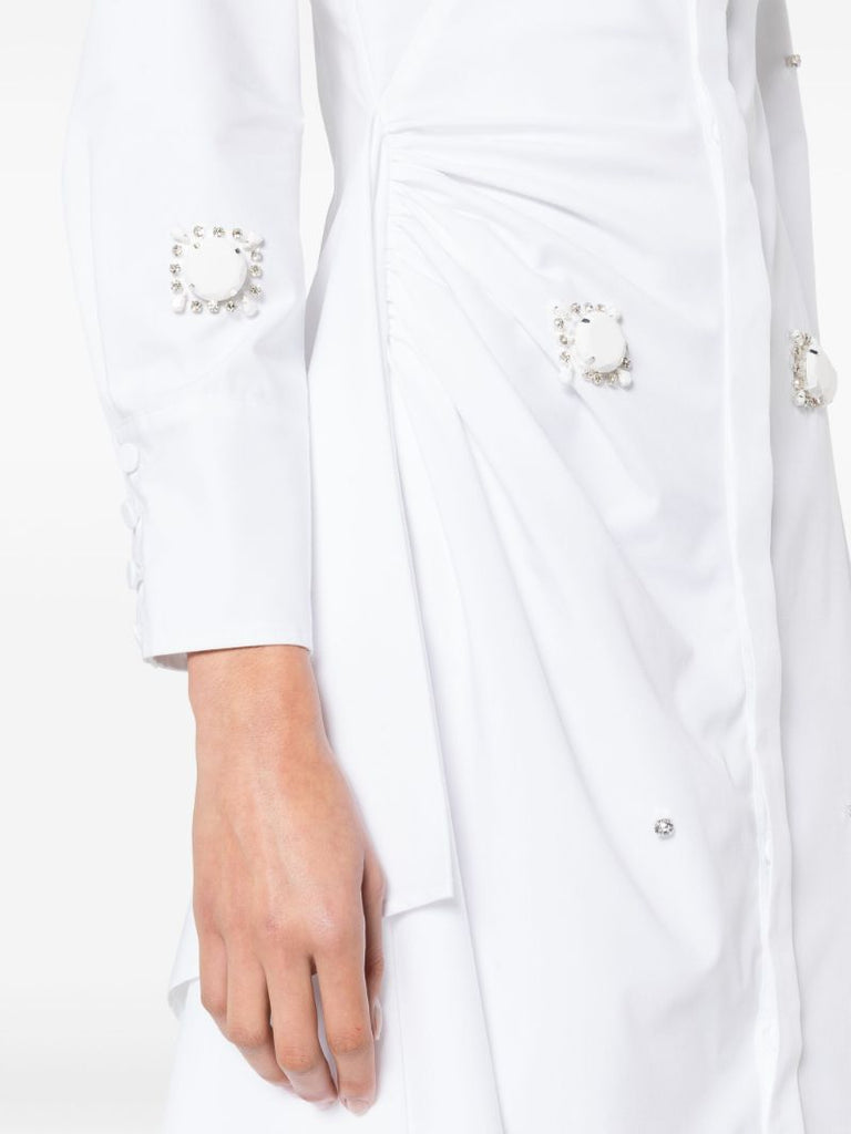 White Tatiana Crystal-embellished Shirt Dress