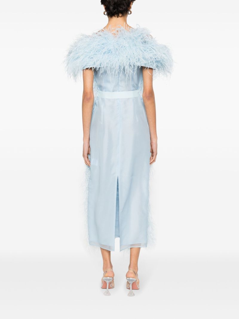 Blue Angelina Feather-embellished Midi Dress