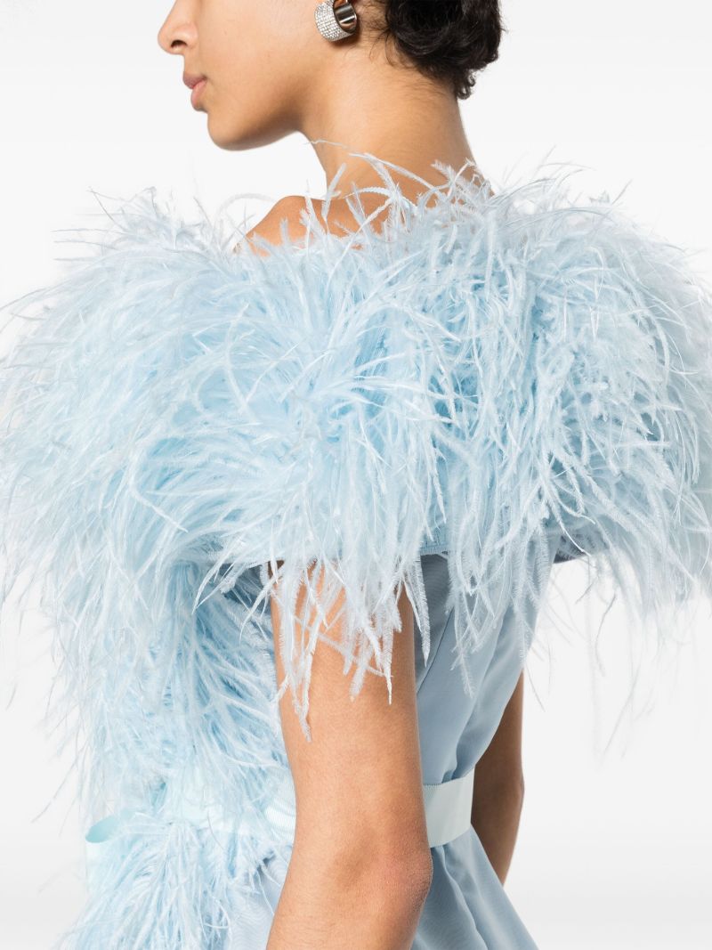 Blue Angelina Feather-embellished Midi Dress