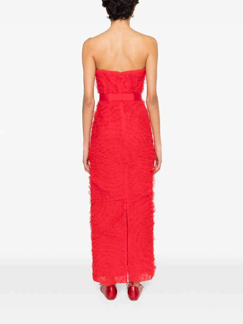Red Monica Embroidered Tulle Gown