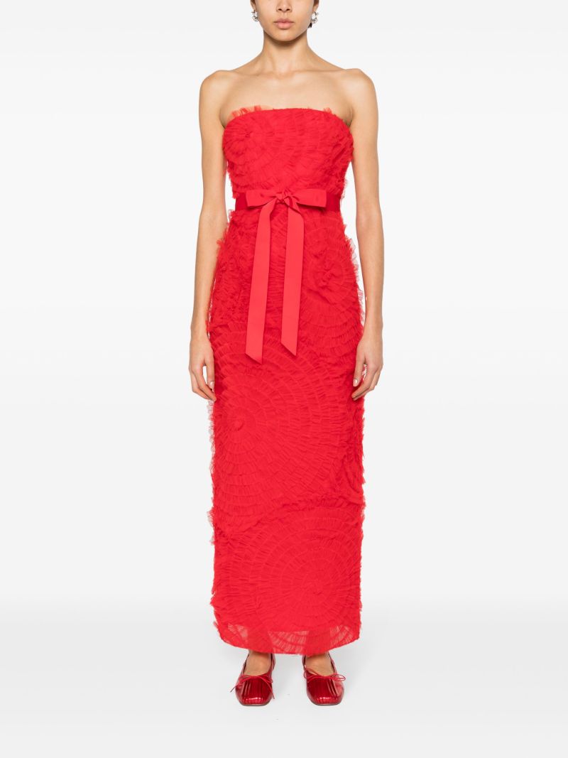 Red Monica Embroidered Tulle Gown