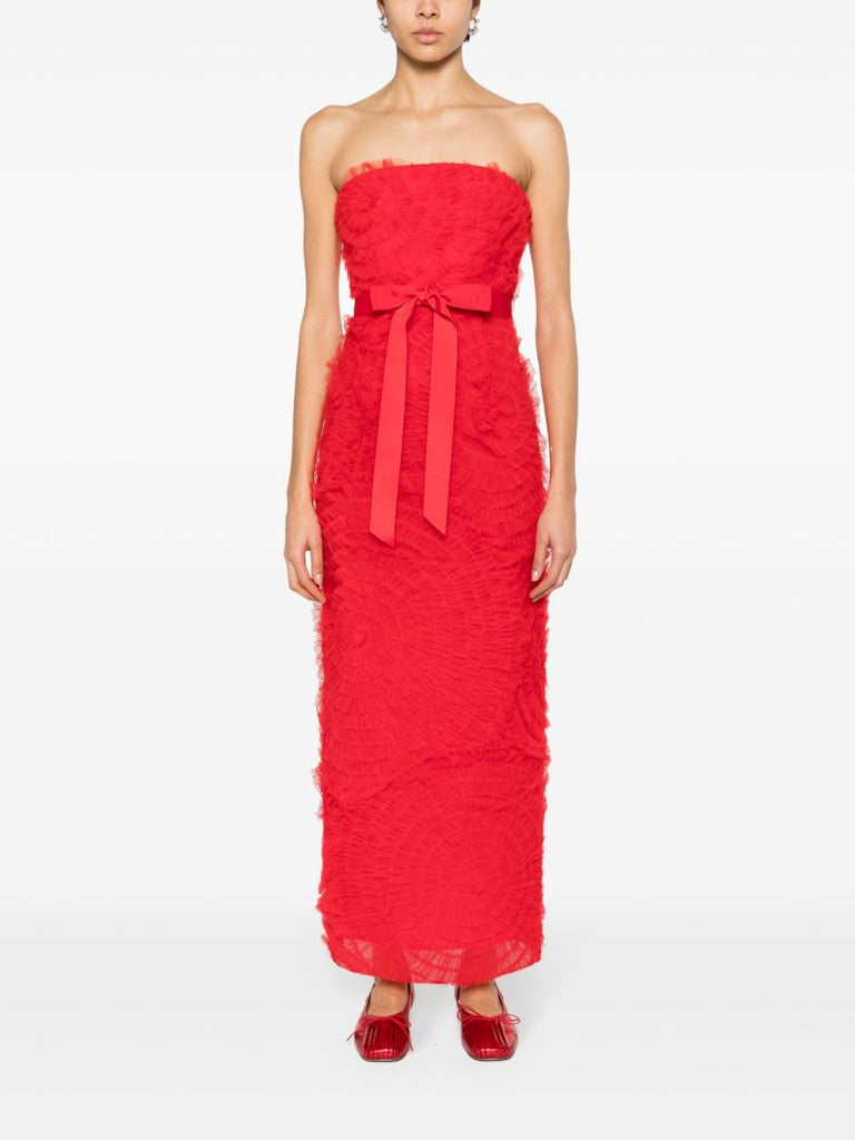Red Monica Embroidered Tulle Gown