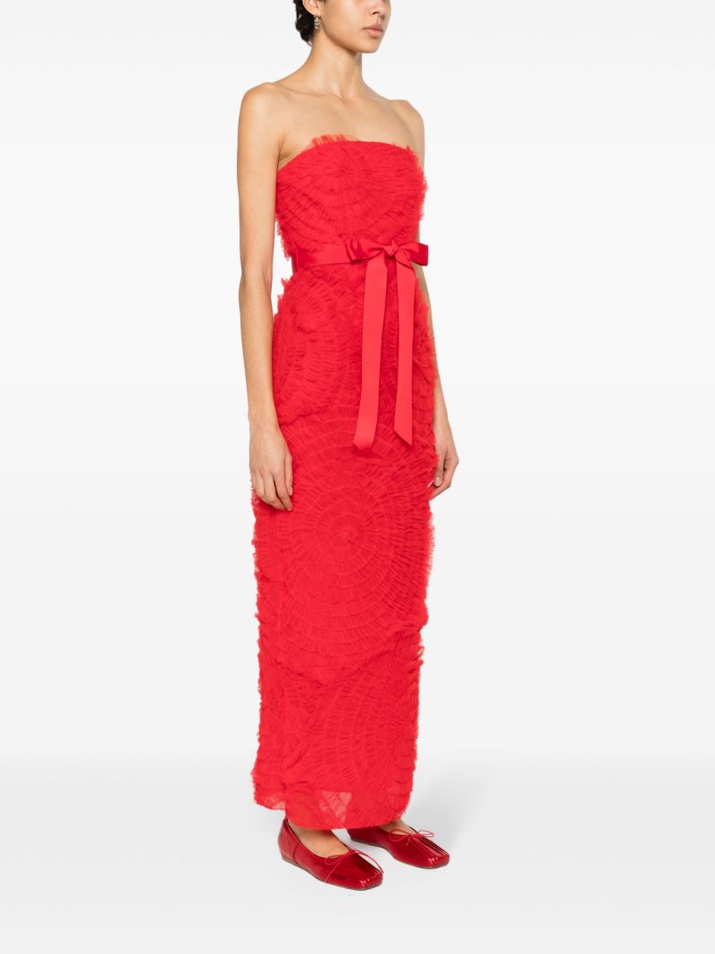Red Monica Embroidered Tulle Gown