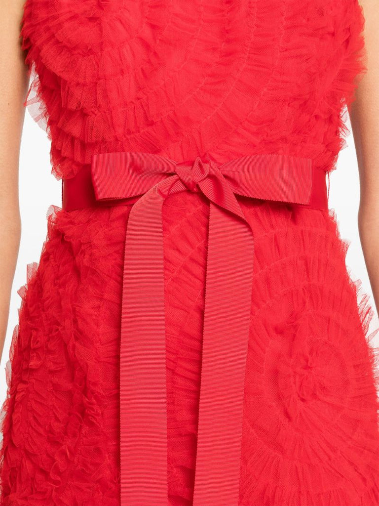 Red Monica Embroidered Tulle Gown