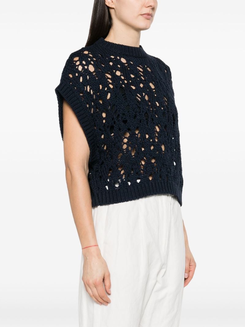 Blue Open-knit Sleeveless Jumper