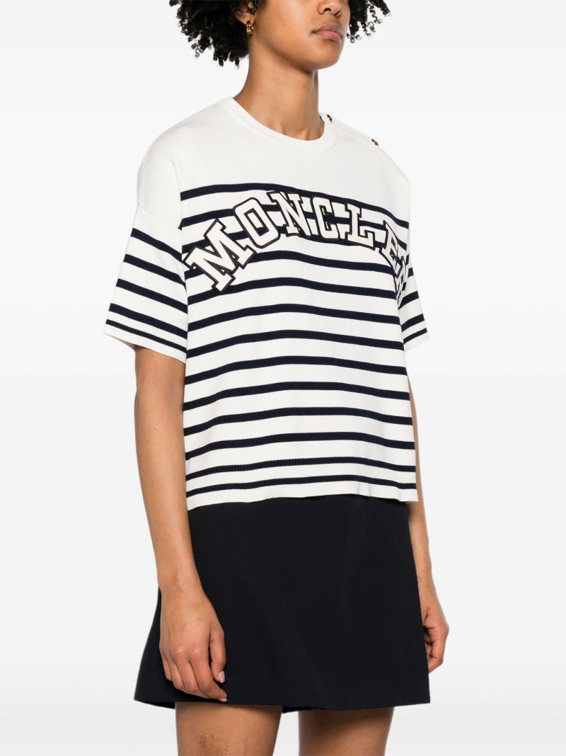 White Striped Logo Lettering T-shirt