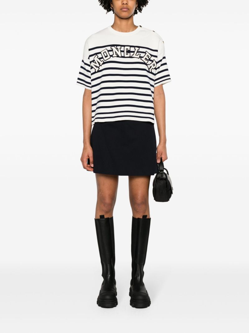 White Striped Logo Lettering T-shirt