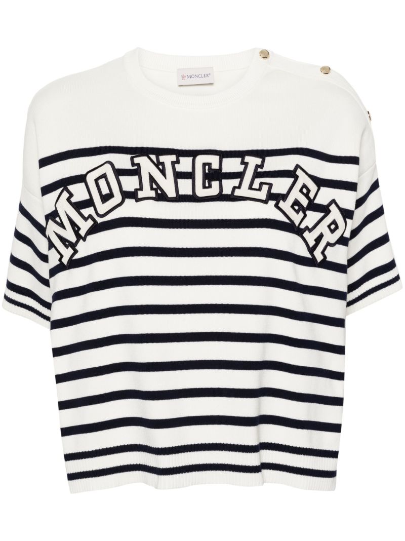 White Striped Logo Lettering T-shirt