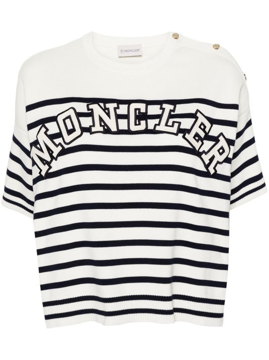 White Striped Logo Lettering T-shirt