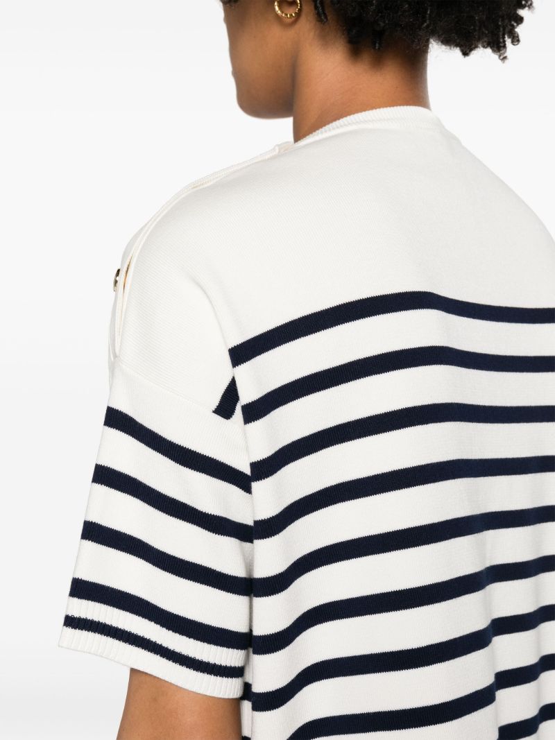 White Striped Logo Lettering T-shirt