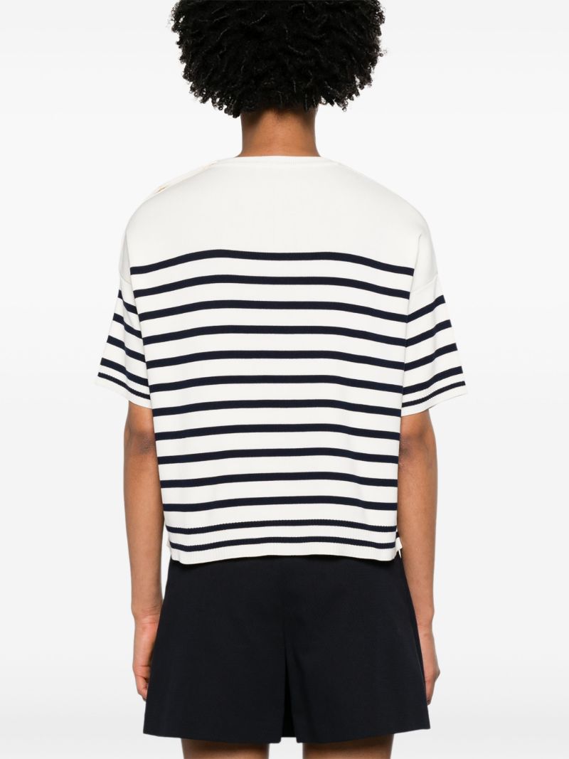 White Striped Logo Lettering T-shirt