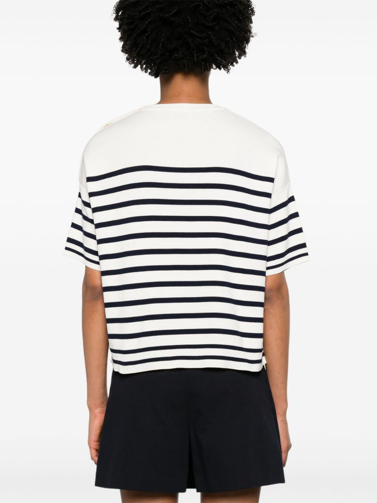White Striped Logo Lettering T-shirt