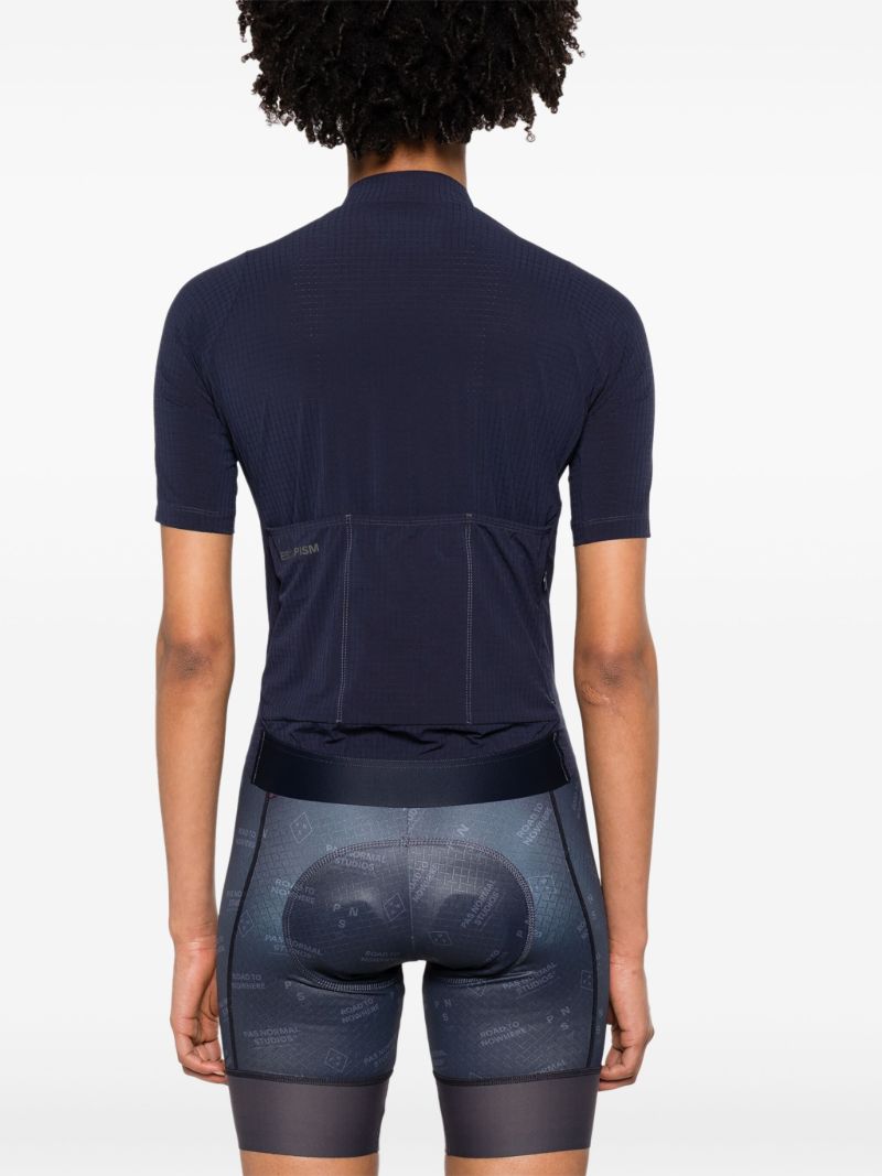 Blue Logo Print Cycling Top