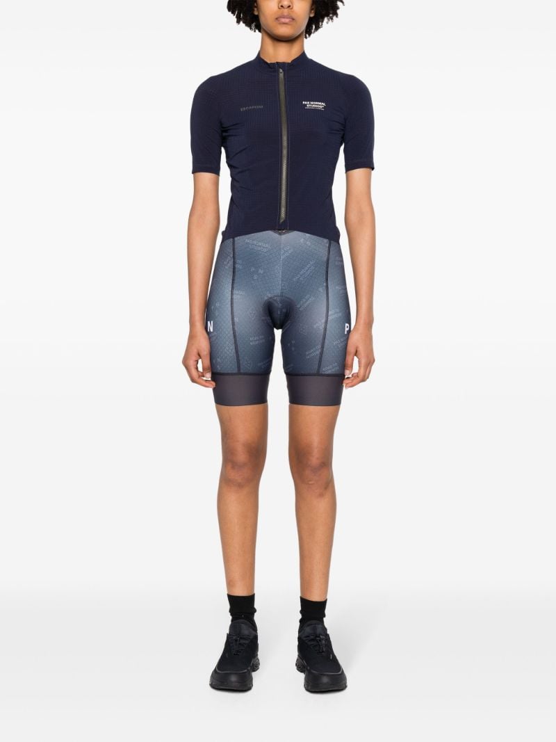 Blue Logo Print Cycling Top