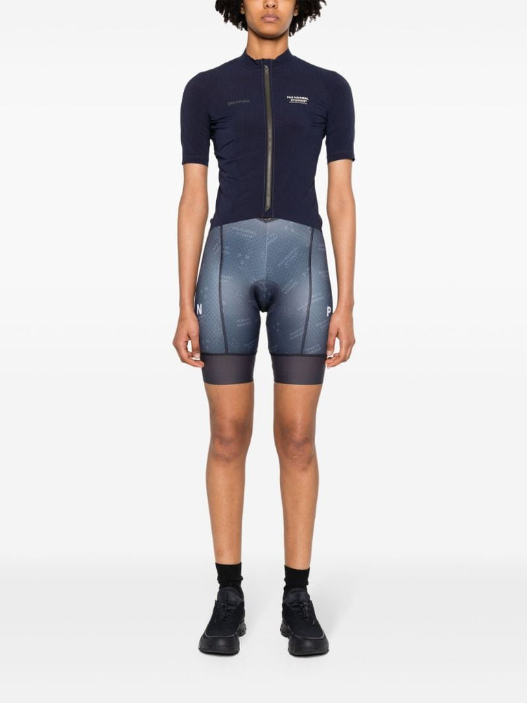 Blue Logo Print Cycling Top