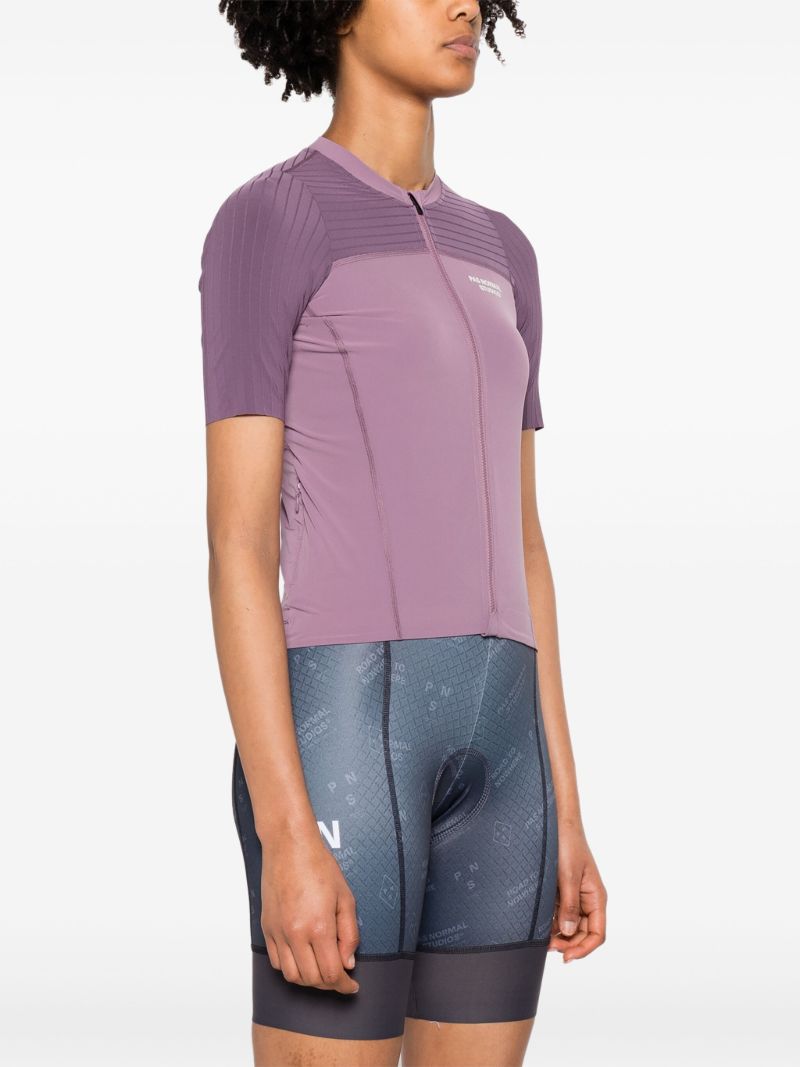 Purple Logo Print Lightweight Cycling Top