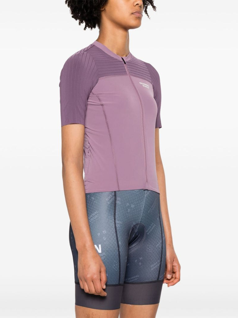 Purple Logo Print Lightweight Cycling Top