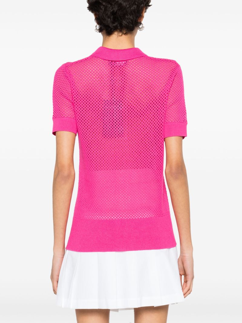 Pink Sindra Open-knit Polo Shirt
