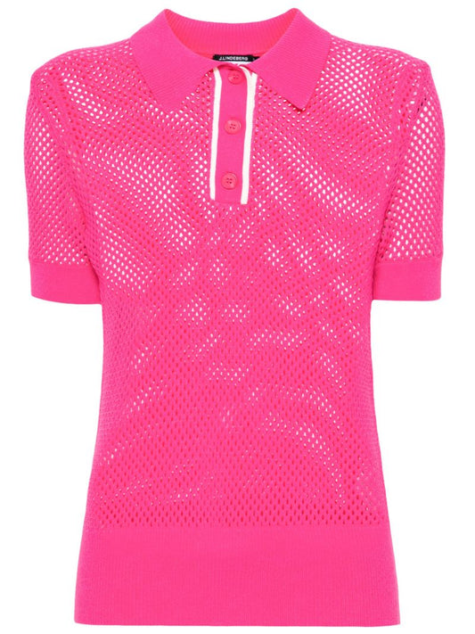 Pink Sindra Open-knit Polo Shirt