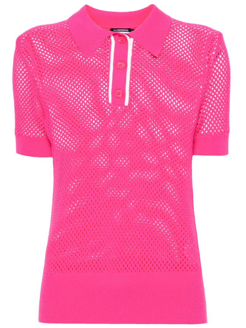 Pink Sindra Open-knit Polo Shirt