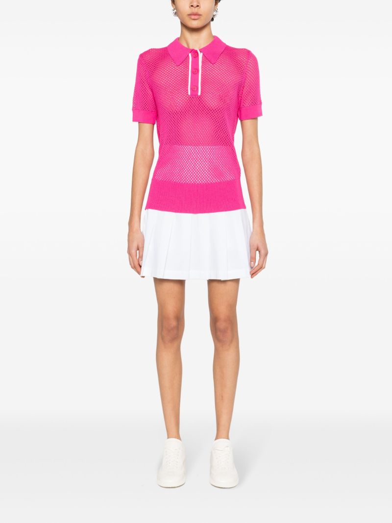 Pink Sindra Open-knit Polo Shirt