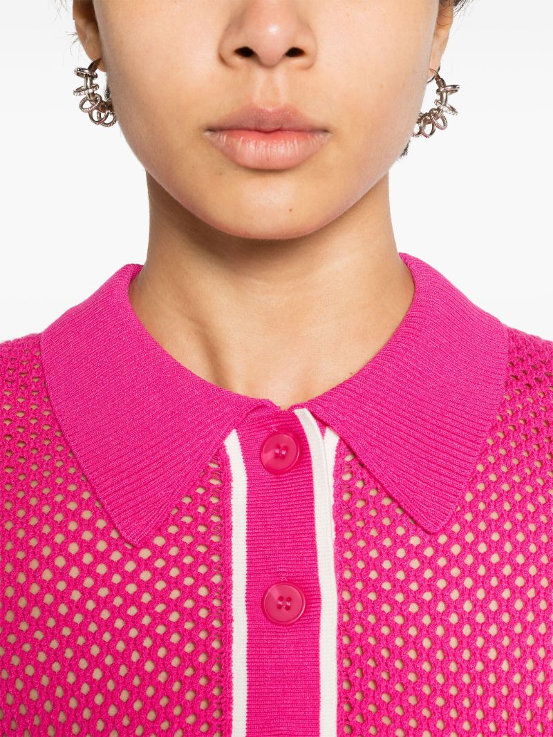 Pink Sindra Open-knit Polo Shirt