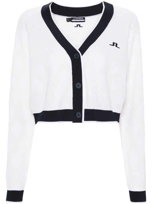 Neutral Thorina Diamond-jacquard Cardigan