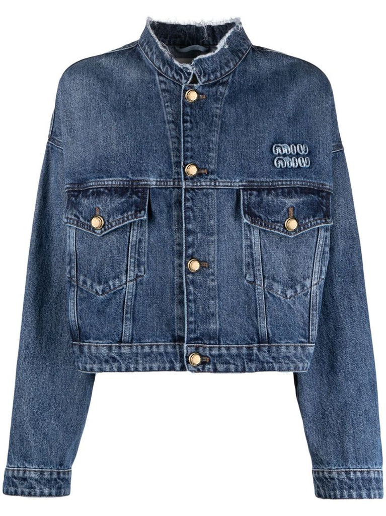 Blue Logo-appliquÃ_x0083_Â© Denim Jacket