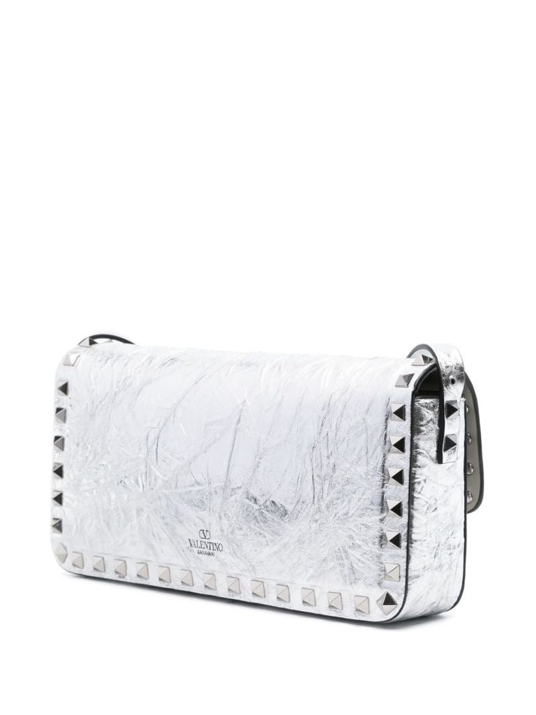Silver Rockstud23 E/w Leather Shoulder Bag