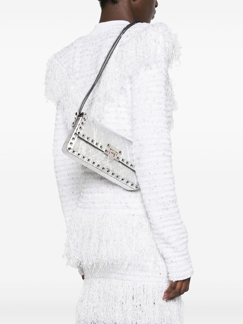 Silver Rockstud23 E/w Leather Shoulder Bag