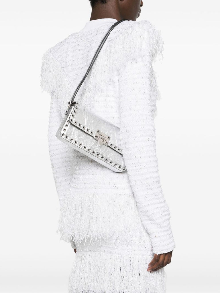 Silver Rockstud23 E/w Leather Shoulder Bag