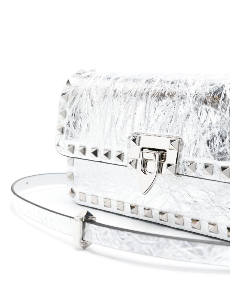 Silver Rockstud23 E/w Leather Shoulder Bag